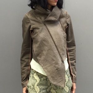 Nicholas K Asymmetric calf-hair leather jacket